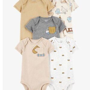 Baby Boy 5-Pack Construction Short-Sleeve Cotton Bodysuits